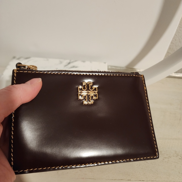 Tory Burch Brown Leather Card Holder - Picture 9 of 11